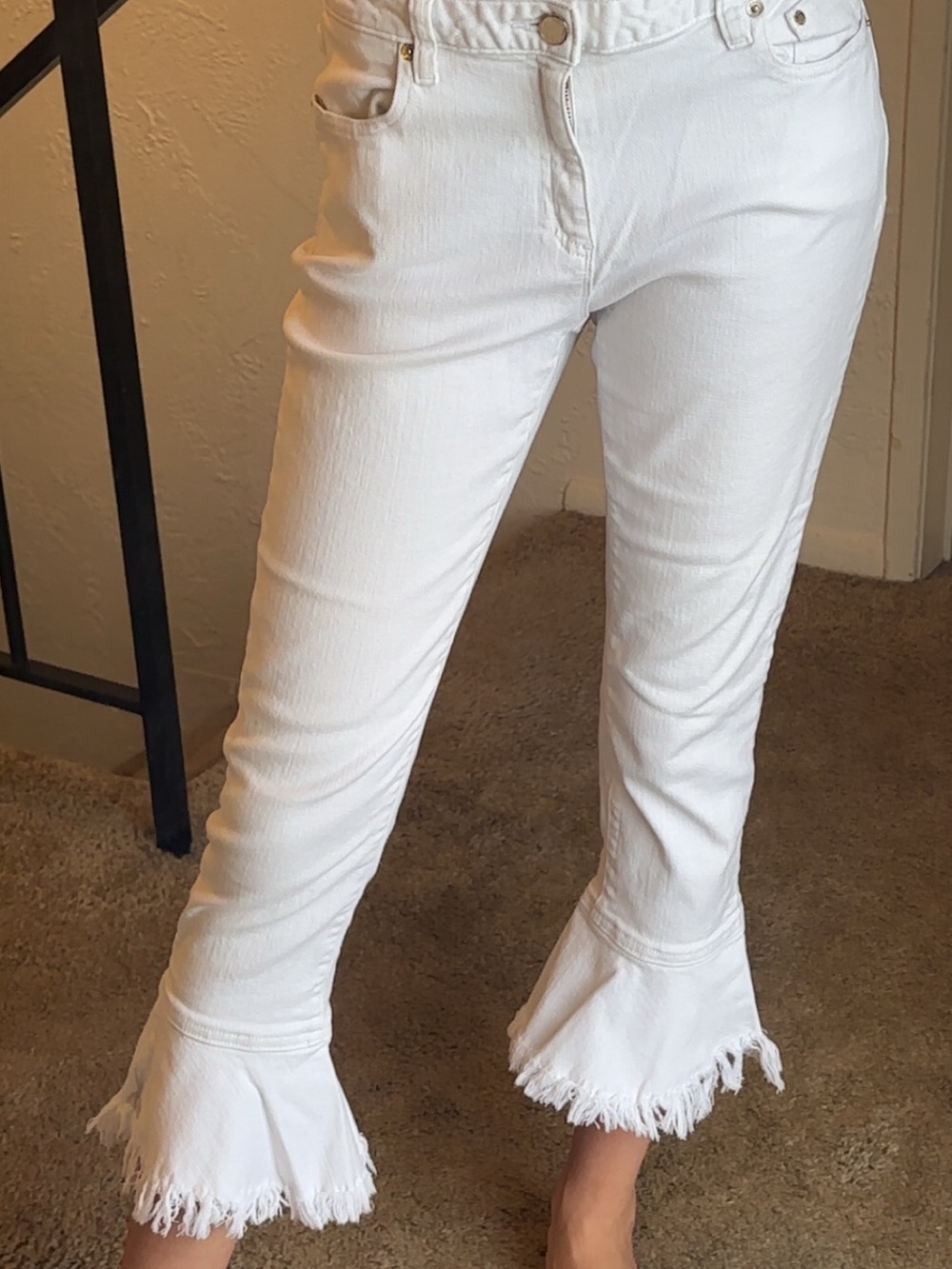 Michael Kors Cream Jeans with Gold Logo Accent